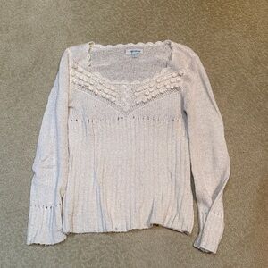 Beth Bowley Cream V-Neck Sweater